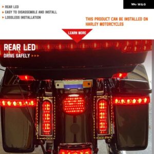 リアフェンダー サドルバッグサイドライト補助 LED ランブレーキターンランプライト ハーレー ロードキング ウルトラリミテッドエレクトラグ - silver