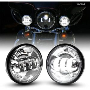 1ペア 4.5インチ LED フォグランプ オートバイ LED ランプ ランニングライト フォグライト ハーレー ダビッドソングライド FLHTC FLHT FLHT - Silver