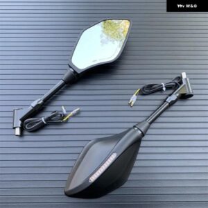 10MM オートバイ LED ウィンカー サイドミラー カワサキ ER-6N ER-5N Z250 Z300 Z400 Z650 Z750 Z800 Z900 Z1000 VERSYS1000 カスタムパー - black