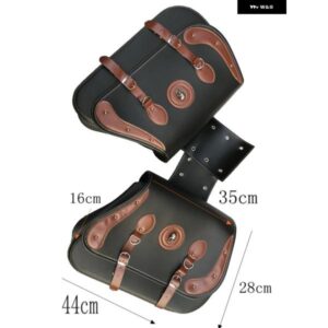 1ペア ハーレー 750 883 PU レザー サドルバッグ オートバイ バッグサイドツールバッグキャリア 汎用 オートバイ サドルバッグ バイク カス - Black