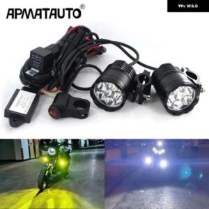 1セット 60ワット オートバイ LED 補助 フォグライト アセンブリ ランプ ヘッドライト + フラッシュライングループ + リレー BMW MAZD 日産 - Yellow