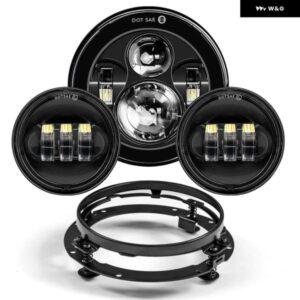 ツーリングエレクトラグライド ブラック /スライバー 7インチ LED 7インチ LED プロジェクター モーター ヘッドライト + 4 1/2 パッシングラ