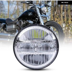 ブラック 5.75インチ オートバイ プロジェクター LED ヘッドライト 5.75インチ H4 ヘッドランプ DRL ハーレー バイク スポーツスター XL XG - Chrome　1pcs
