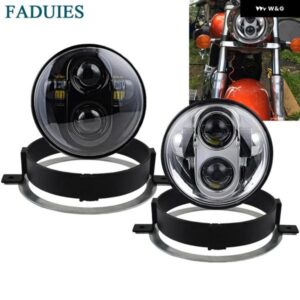 ブラック 5.75インチ オートバイ プロジェクター LED ヘッドライト ブラケット 付き ホンダ VTX 2002-2008 VTX 1800 VTX 1300 カスタムパー