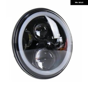 ホンダ CB 400 CB 1300 ホンダ ホーネット ヘッドライト 7インチ LED オートバイ ヘッドライト DRL ハロー 75ワット ラウンド LED カスタム - Black　no　Halo