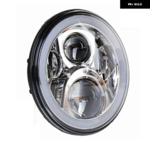 ホンダ CB 400 CB 1300 ホンダ ホーネット ヘッドライト 7インチ LED オートバイ ヘッドライト DRL ハロー 75ワット ラウンド LED カスタム - Chrome　With　Halo