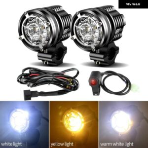 1セット 120ワット LED オートバイ ヘッドライト スポットライト MOTO LED ランプ スズキ BMW ホンダ フロントブラケット バイク フォグパッ - 1set　LED　Headlight
