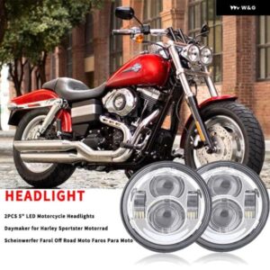 2個 5インチ ファットボブ LED ヘッドライト ハーレー オートバイ ハーレー ダイナファットボブデュアルヘッドランプダブル LED ヘッドライ
