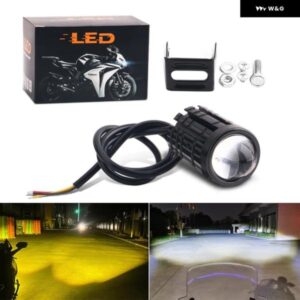 12W LED ヘッドライト オートバイ バイク LED モト補助スポットライト ミニプロジェクター フォグランプ フロントドライビングランプ デュアルカラー - 1　Piece　Constant