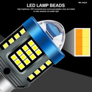 汎用 12V-24V バイク用フォグランプバルブ P15D BA20D H4 ヘッドライト レンズ付き モトシグナルランプ ハイロービーム 6000K IP68 防水 - BA20D-White　Yellow