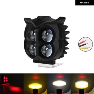 オートバイランニングライト 4つのライトモード LEDスポットライト フクロウ型 フォグランプ 赤 黄 白 3色 オートバイアクセサリー