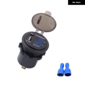 電圧計テスター LEDディスプレイ 車 自動車 バイク DC 12V-24V ミニデジタル電圧計 電流計 カーアクセサリー - B