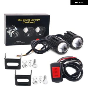 2個 LED オートバイ バイク ヘッドライト エクスプローラー オートバイ バイク アクセサリー 補助フロントライトレンズ キット バイカラー ホワイト イエロ
