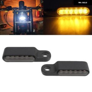 2パック 汎用 オートバイ バイク LEDウィンカー インジケーター ライトブリンカー6LED DC 12V アンバー ランプクルーザー カスタム ATV用 - black