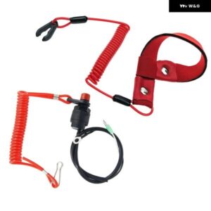 緊急イグニッションキルストップスイッチ テザーランヤードロープ 汎用バイクスイッチ テザーコード ATV ボート バイク - Red
