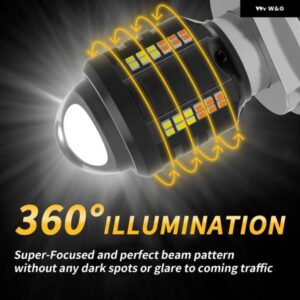 オートバイ バイク ヘッドライト LED H4 電球 HI/LO ビーム 2016 3570SMD モト LED オートバイ バイク ランプ 6500K ホワイト アンバー デュアルカラー 8000 - BA20D　White-Amber