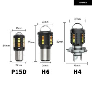 オートバイ バイク ヘッドライト LED H4 電球 HI/LO ビーム 2016 3570SMD モト LED オートバイ バイク ランプ 6500K ホワイト アンバー デュアルカラー 8000 - P15D　White-Amber