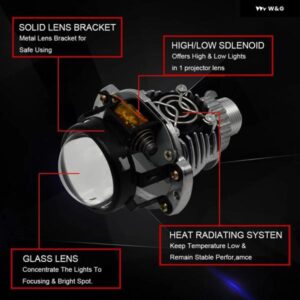 1.8インチ BI LED ヘッドライト レンズ プロジェクター 車 オートバイ バイク H7 H4 H1 9005 9006 プロジェクター ヘッドライト チューニング 車用ライト - with　sliver　shrouds