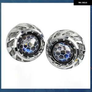 2.5インチ BI LED プロジェクターレンズ ブルーコーティング ハニカム RGB エンジェルアイ シュラウド マスク H4 H7 車 オートバイ バイク キット - ONLY　LED　LENS