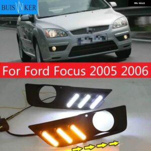 車用LED DRL フォード フォーカス 2005 2006 フロント ドライビング ランプ フォグランプ デイタイム ランニング ライト DRL ホワイト イエロー 12V