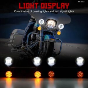 汎用 LED オートバイ バイク ライト アセンブリ ヘッドライト ウィンカーランプ ライト スタンド ブラケット ホワイト/ アンバー フォグパッシングランプ - black