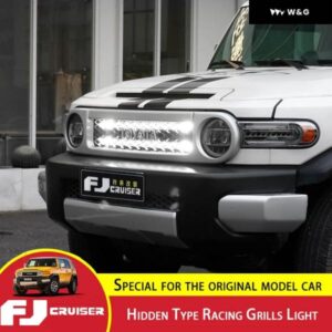 トヨタ FJクルーザー 隠しタイプ グリル ライト グリッド 装飾 ライト FJクルーザー フロント バンパー スポットライト カスタム - white　light