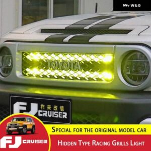 トヨタ FJクルーザー 隠しタイプ グリル ライト グリッド 装飾 ライト FJクルーザー フロント バンパー スポットライト カスタム - yellow　light