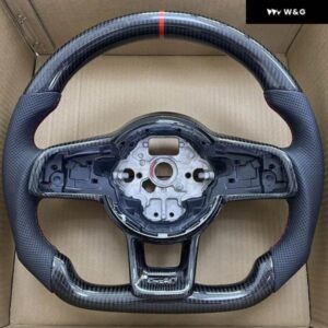 カーボン ステアリングホイール パンチングレザー VW ゴルフ MK7 7.5 GTI GTD GTE R 2013-2020 ポロ GTI キー フレーム 付き