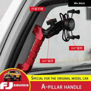 トヨタ FJ クルーザー Aピラー ハンドル アルミ 合金 ルーフハンドル 携帯電話 ホルダー クルーザー インテリア ドアハンドル カスタム - 1　pieces　red