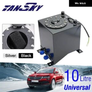汎用 カーオート燃料サージタンクコンテナ 10リットル スワールポット システム 合金 センサー付き/なし - W-O　Sensor　Black