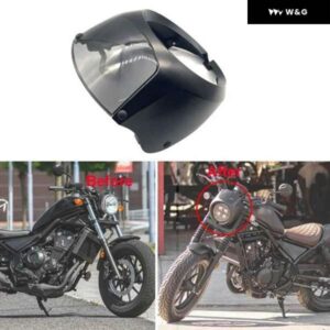 オートバイ バイク ヘッドライト フェアリング カバー フロントマスクガード ホンダ レブル CM1100 CMX1100 2021-2024 ウインドシールド バイザー - Black