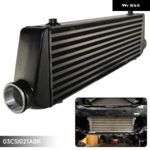 バープレート インタークーラー 汎用 アルミ イン/ アウトレット 2.5インチインチ 64MM ターボ エンジン 450HP〜35PSI パフォーマンス ブラック/シルバー - Black