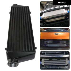 バープレート インタークーラー 汎用 アルミ イン/ アウトレット 2.5インチインチ 64MM ターボ エンジン 450HP〜35PSI パフォーマンス ブラック/シルバー