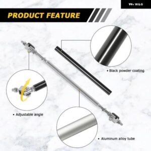 200MM 汎用 サラウンドロッドフロント バンパー スポイラー リップスプリッター ストラットロッドタイ ステンレス サポート バー - All　Black