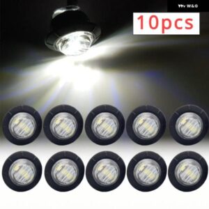 10個 防水 12V 3LED 3/4インチ トレーラーサイド マーカーライト フロントリア トラック クリアランスライトランプ ホワイト ラウンド