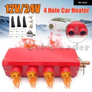 12/24V 汎用 4穴ポータブルカーヒーター オートバン暖房ファン フロントガラス デフロスター エアヒーター RV キャンピングカー トレーラー トラック - Accessories