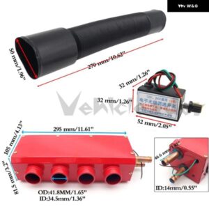 12/24V 汎用 4穴ポータブルカーヒーター オートバン暖房ファン フロントガラス デフロスター エアヒーター RV キャンピングカー トレーラー トラック - 12V　Red
