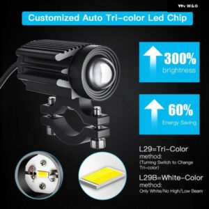オートバイ バイク ヘッドライト LED デュアルカラースポットライト 超高輝度 6000K 60W オートバイ バイク フォグランプ トラック 車 SUV ATV 汎用 - 1pcs