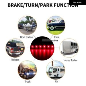 12V 15インチ 11 LED ライトバー 密閉型 ストップターン テール ブレーキライト サードサード ブレーキライト トラック トレーラーマーカーIDバー 防水 - 2pcs　Red