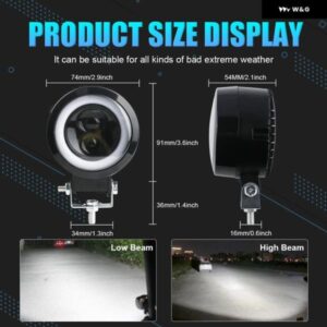 車用 3インチ ラウンド LED ワークライト スポットライト ハローエンジェルアイ 12V 24V トラック ATV SUV ダート オートバイ バイク オートバイ バイク - 2pcs