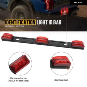 12V 赤色 LED ブレーキライト クリアランス ID バー マーカーライト 9 LED 汎用 ピックアップ トラック トレーラー RV 密閉型ランプ 防水 - Red