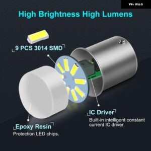 10個 1156 BA15S P21W LED 電球 1157 BAY15D P21/5W LEDライト R5W R10W 車用 フォグランプ DRL ウィンカーランプ 12V ホワイト レッド イエロー - WHITE, 1156　BA15S　P21W