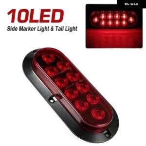 10 LED 6インチ オーバル 表面実装 ブレーキ ストップ サイドマーカー ストップ ウィンカー テールライト トレーラー トラック ランプ 12V - Red