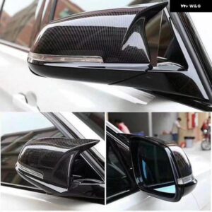 1ペア サイド リアビュー ウィングミラー カバー キャップ BMW 1 2 3 4シリーズ F20 F30 F31 F32 F34 F36 E84 2014 -2018 ABS グロス ブラック - Carbon　Grain　Black