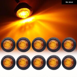 10個 防水 12V 3LED 3/4インチ ラウンド トレーラー サイド マーカーライト フロント リア トラック クリアランスライト ランプ ブレット アンバー - 10pcs