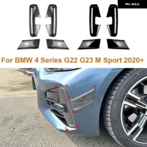2020+ BMW 4シリーズ G22 G23 Mスポーツ 光沢ブラック サイドウィンドナイフブレード フロントエア アウトレット キット カー ステッカー カスタム