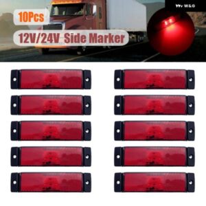 10個 12V 24V 4LED サイドマーカー レッドライト ポジションランプ 車クリアランス リア テールライト インジケーター トレーラー トラック 大型 トラック