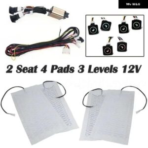12V 汎用 2座席4 パッド 3レベルスイッチカーボン車 トラック 加熱ヒーターシート パッド 冬用ウォーマーシートカバー - Only　2　Alloy　pads