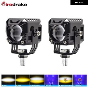 オートバイ バイク ヘッドライト LED スポットライト ブルー フラッシュ 2ライン 接続 6ライトモード 60W 30V 6000K/3000K オートバイ バイク 汎用