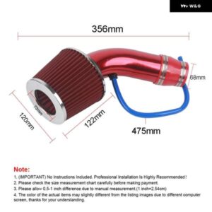 汎用 76MM カーレーシング コールドエアインテーク システム ターボインダクション パイプ チューブ キット アルミ製 コーンエア フィルター インレット付き - Black